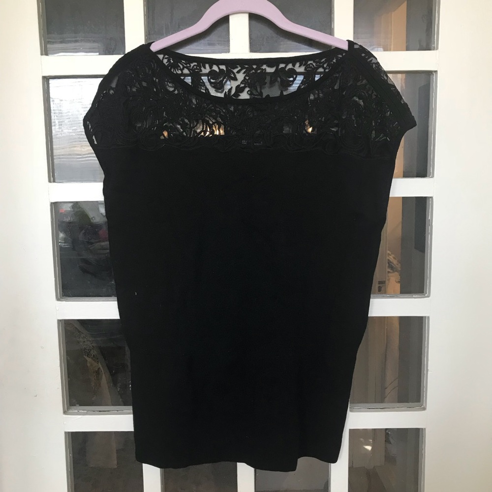 Black lace yoke sweater